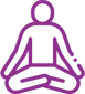 a purple outline of a person sitting in a lotus position